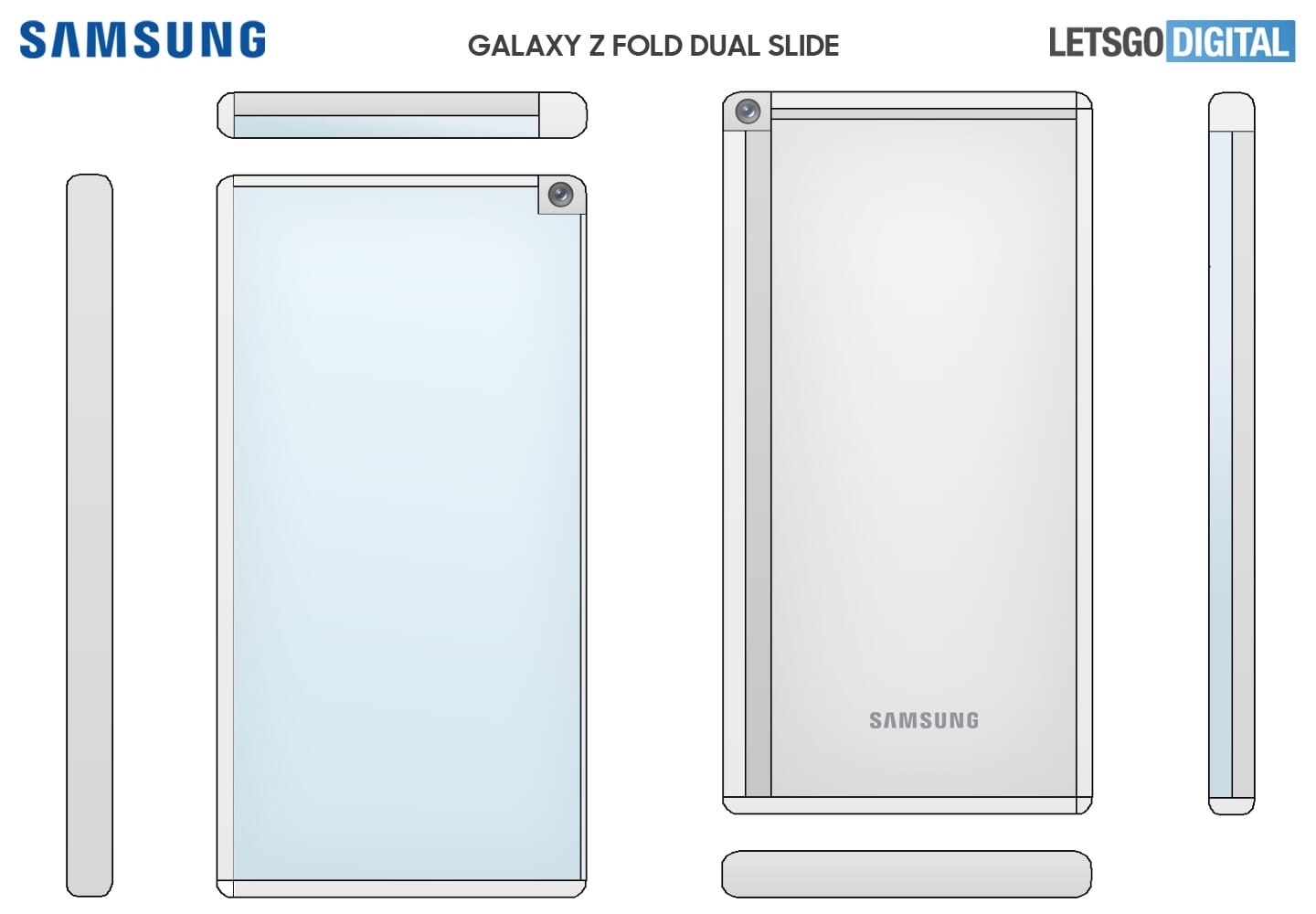 Samsung зарегистрировала патент на устройство способное растягиваться одновременно сразу в двух перпендикулярных друг к другу направлениях.
