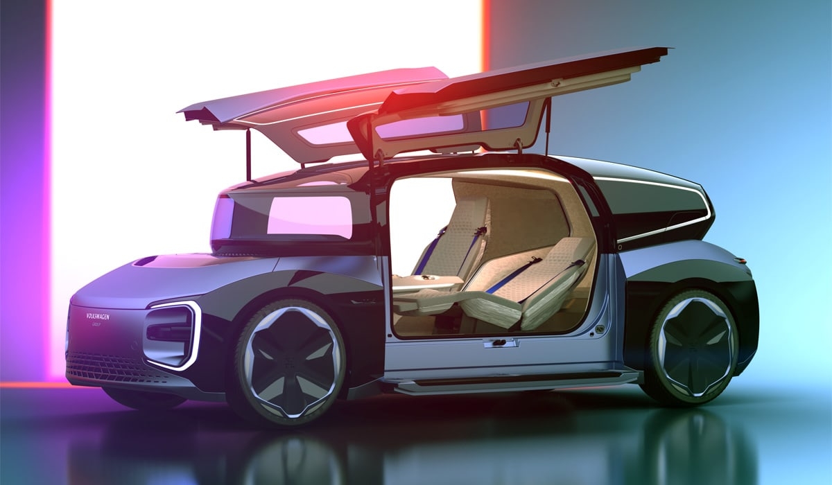Volkswagen представил концепт беспилотного электромобиля - Gen.Travel с модульной системой сидений, встроенной VR-гарнитурой, столом для переговоров, кроватями для отдыха во время длительных поездок, стеклянной кабиной предоставляющей хороший обзор красивых видов во время путешествий, динамическим освещением и системой с поддержкой ИИ, позволяющей машине двигаться в колонне с другими автономными транспортными средствами.