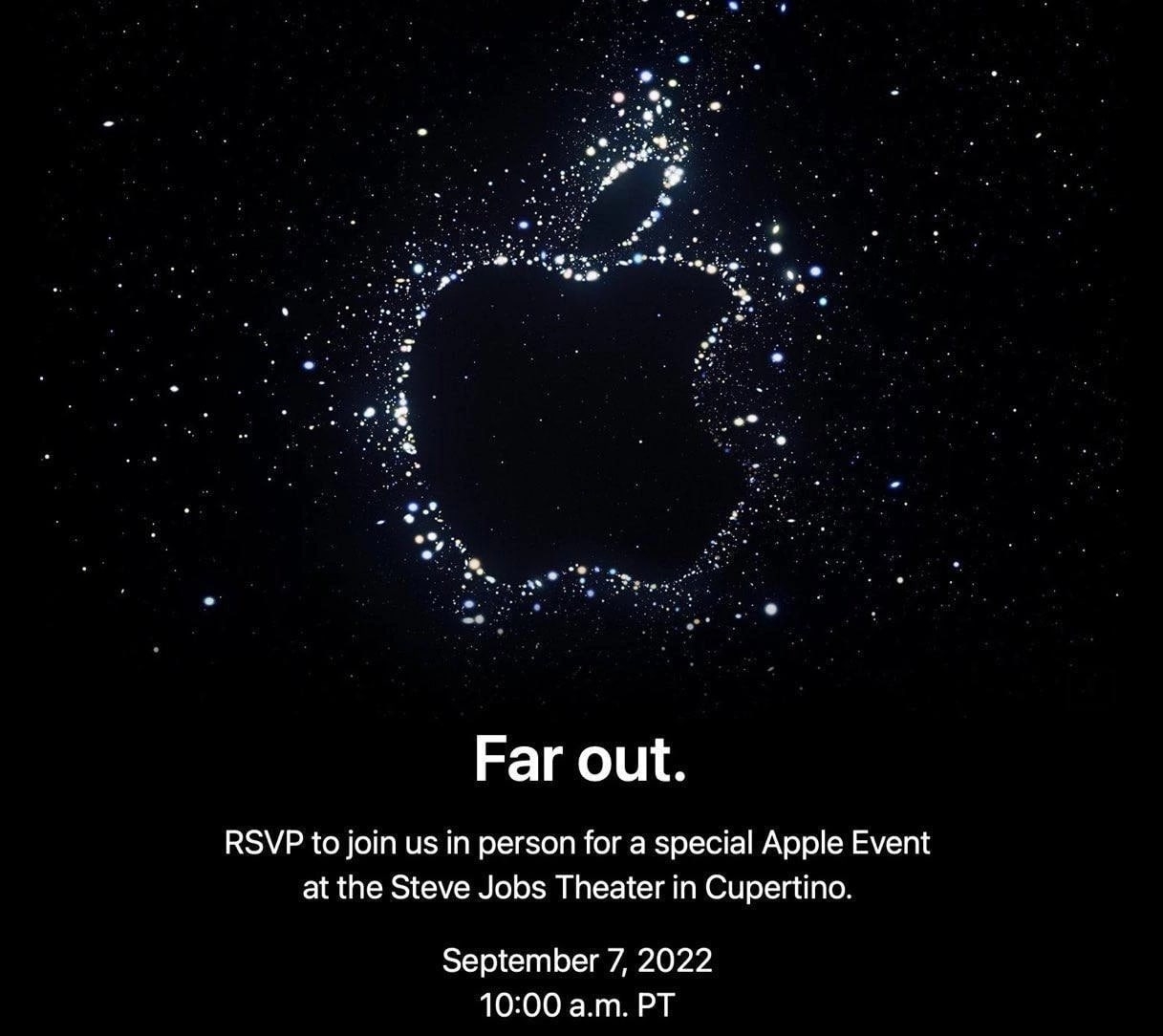Официально: презентация Apple состоится 7 сентября в 22:00 по Москве, на которой покажут четырнадцатые айфоны, восьмые часы и что-нибудь ещё.