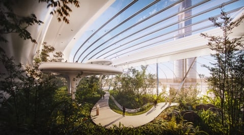 Компания ZNera Space создала концепт здания в форме гигантского кольца, почти парящего в воздухе, сделанного вокруг самого высокого в мире здания Бурж Халифа, расположенное в Дубае.