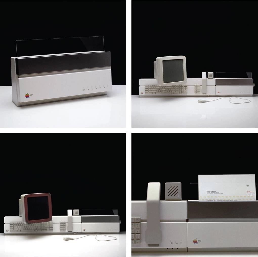 Ловите несколько реальных прототипов продукции Apple: ноутбук, компьютер, факс, телефон, наушники, часы, которые были показаны в 80-е годы……